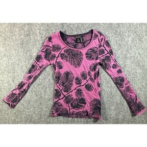 NIC+ZOE Pink and Black Long Sleeve Top